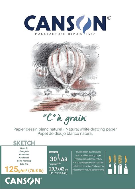 CANSON "C"A GRAIN DRAWING PAD 1SG 125 GSM A3 (400060607) – Himalaya ...