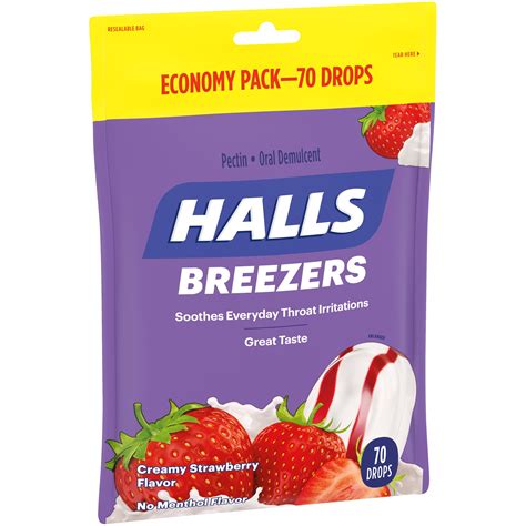 Buy HALLS Breezers Creamy Strawberry Throat Drops, Economy Pack, 70 ...