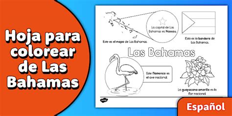Hoja para colorear con datos sobre Las Bahamas