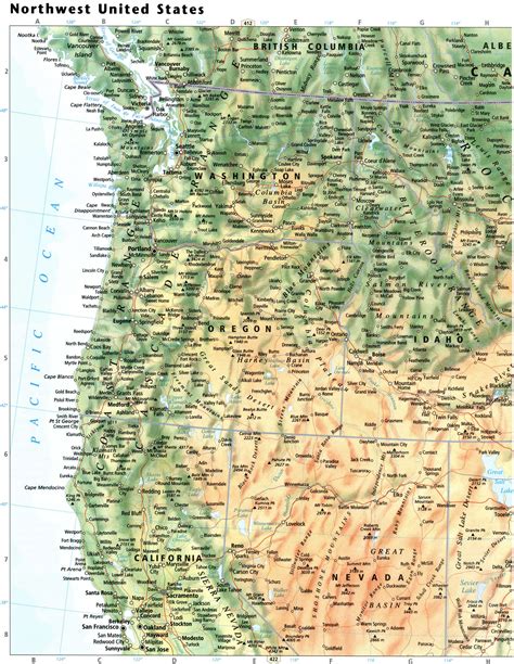 Northwest United States map with cities, Northwest USA map physical ...