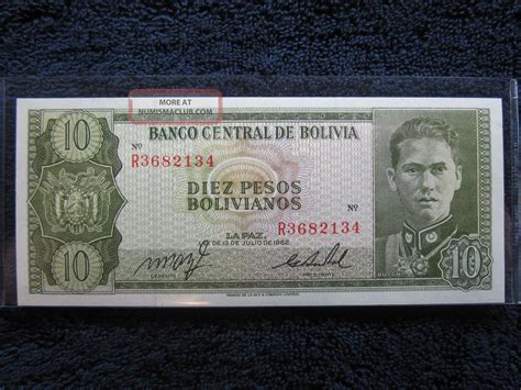 Bolivia 10 Pesos And 10000 Bolivianos (two Currencies) 1962, Pick 154a ...