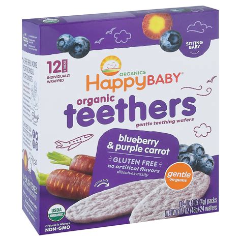 Happy Baby Organic Gluten Free Teethers Blueberry & Purple Carrot - 1 ...