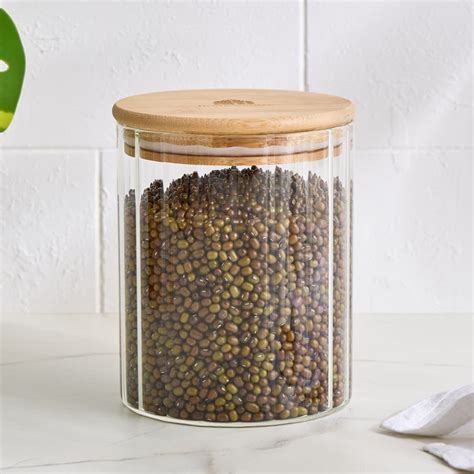 Buy Palestine Sagano Borosilicate Glass Storage Canister with Bamboo ...