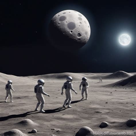 Humans and Aliens Play Football on Moon | Stable Diffusion Online