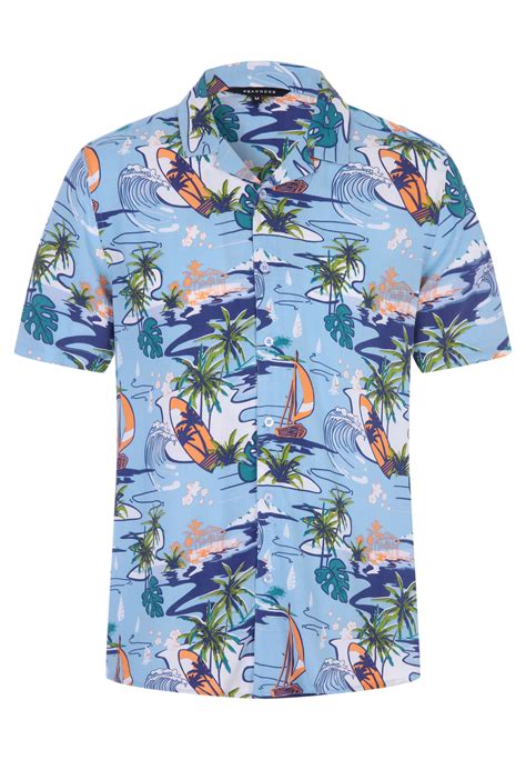 Mens Blue Hawaiian Print Shirt | Peacocks