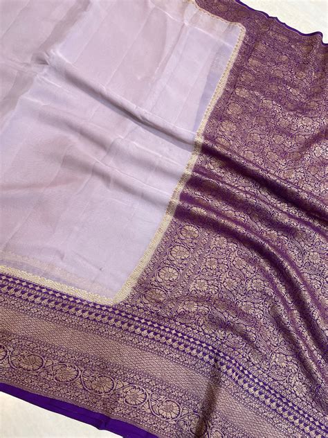 Khaddi Georgette Banarasi Saree - Antique zari | The Handlooms