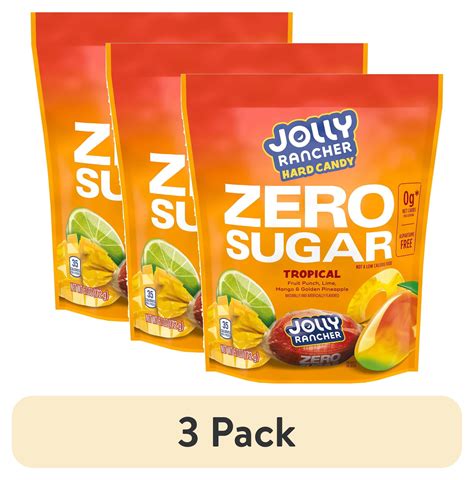 (3 pack) Jolly Rancher Zero Sugar Tropical Fruit Flavored Hard Candy ...