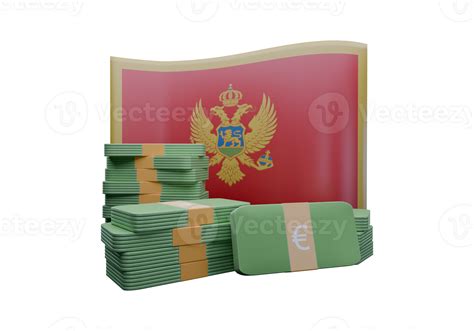 Beautiful 3D render illustration of Montenegro flag and currency called Euro 50609777 PNG