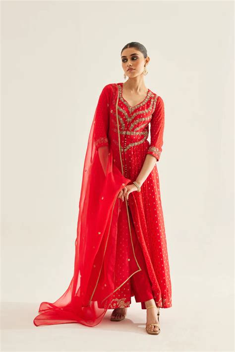 Red Anarkali Set – Deval The Multi Designer Store