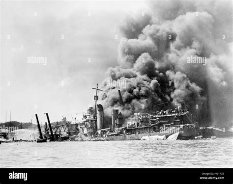 WW2: Pearl Harbour, Hawaii. The magazine of the destroyer USS Shaw (DD ...
