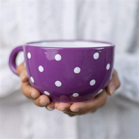 Buy Handmade Ceramic Designer Purple and White Polka Dot Cup, Unique ...