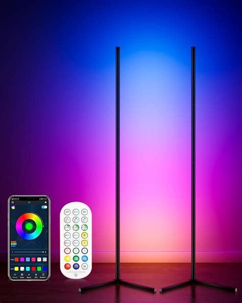 CCACC 2PCS Corner Floor Lamp, 65" Smart RGB Color Changing LED Floor ...