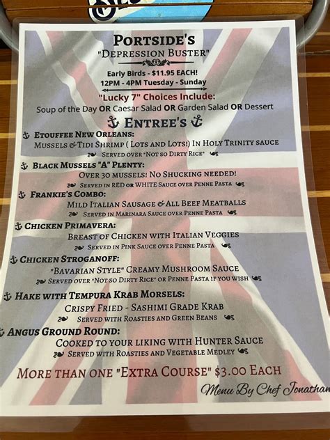 Menu at Portside Pub & Grille, Sebastian