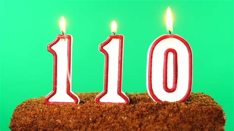 Cake with the number 110 lighted candle. Chroma key. Green Screen ...