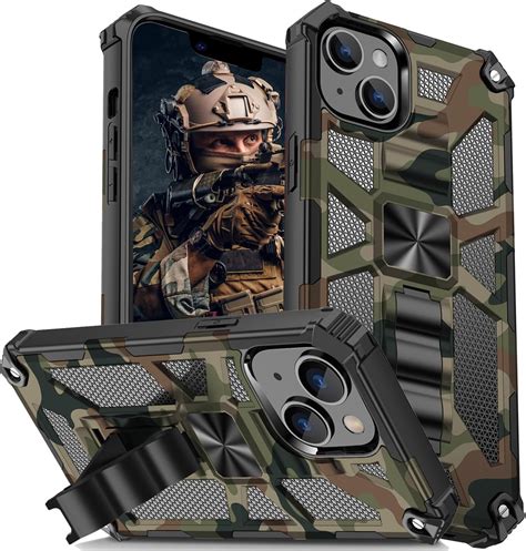 Amazon.com: Ephoou Camo Case for Apple 15/ iPhone 15 with Kickstand ...