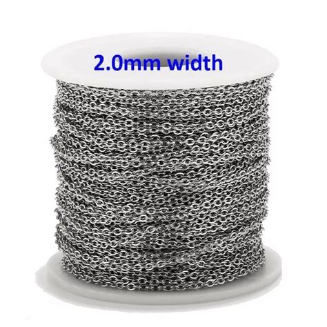 2 meters chain Rhodium Plated thin, 2mm, No.9, best quality tarnish re ...
