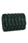 Buy Emerald Green Crystal Noor Embellished Clutch With Sling Chain by ...