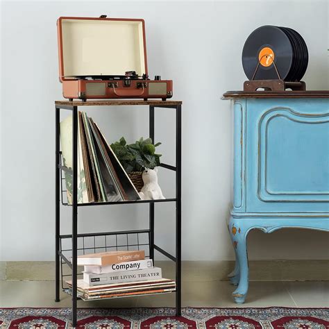 Vrisa Record Player Stand with Storage 3-Tier Vinyl Record India | Ubuy