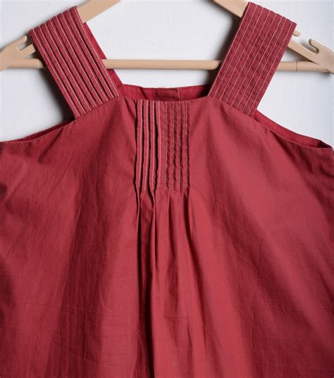 Maroon Cotton A-line dress – Canvas