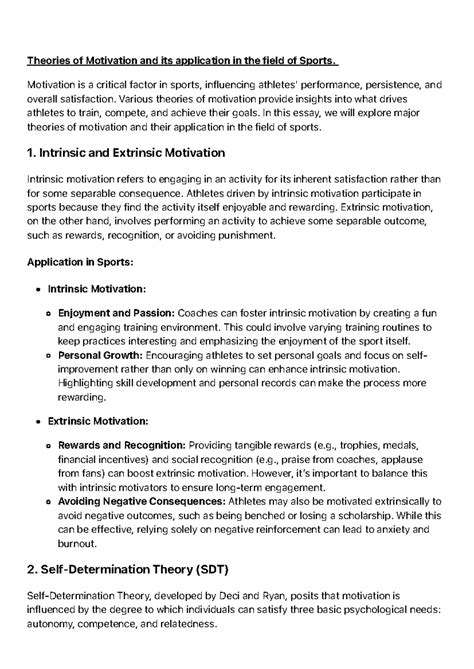 Theories of Motivation and its application in the field of Sports ...