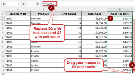 Cost per Unit in Excel 的图像结果