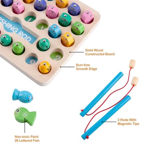 Wooden Alphanumeric fishing | magnet and fishing toys kids - ToyArtsy