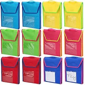 12 Sets Book Bags for Classroom Bulk Book Pouches Reading Book Bag with ...