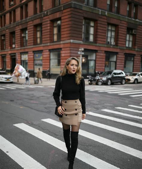 Fall Classics: Khaki Mini Skirt + Over-The-Knee Boots | MEMORANDUM