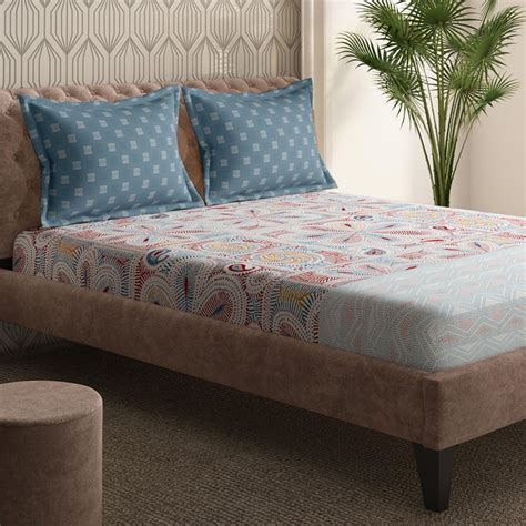 Buy PORTICO Jatra Cotton 220TC Printed 3Pcs Super King Bedsheet Set ...