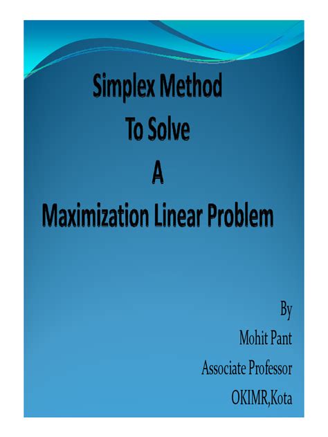 Image result for LP Maximization Problem Example Simplex