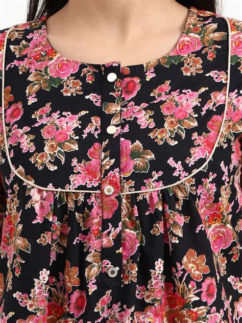 Black And Pink Cotton Flare Top – Yufta Store