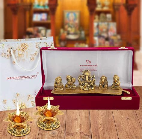Buy INTERNATIONAL GIFT® Golden Plated Musical Ganesh God Idol Statue ...