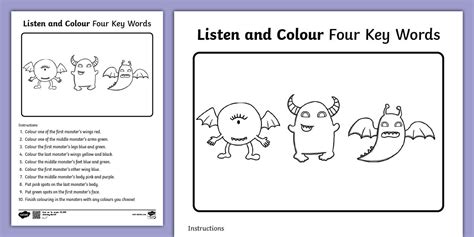 Listen and Colour Activity Worksheet | Twinkl