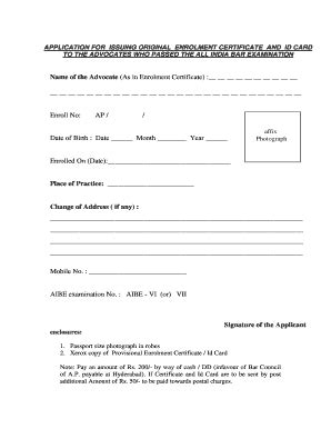Application for Original Enrolment Certificate and ID Card - Blank ...