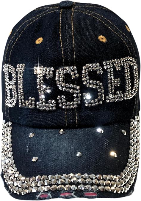 Amazon.com: Popfizzy Bling Blessed Hats for Women, Rhinestone Christian ...