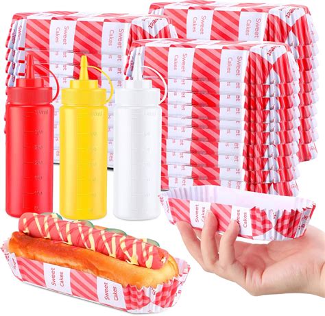 Amazon.com: Zhehao 500Pcs 6'' Hot Dog Trays and 3Pcs 12oz Plastic ...