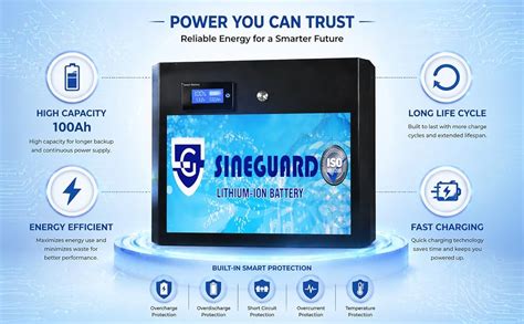 Sineguard 12.8V 100Ah Lithium Battery (1280Wh) | LiFePO4 Inverter ...