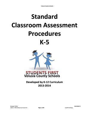 Fillable Online Standard Classroom Assessment Procedures K-5 - Volusia ...