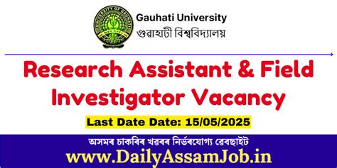 Gauhati University Recruitment 2025 - Apply for Research Assistant ...