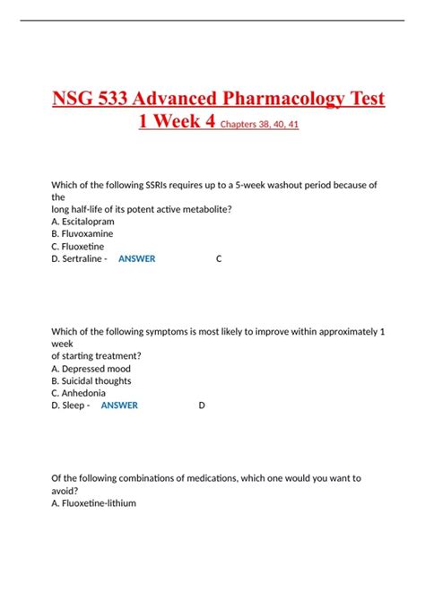 BUNDLE for NSG533| NSG 533 Advanced Pharmacology 2024 Exam Questions and Verified Answers ...