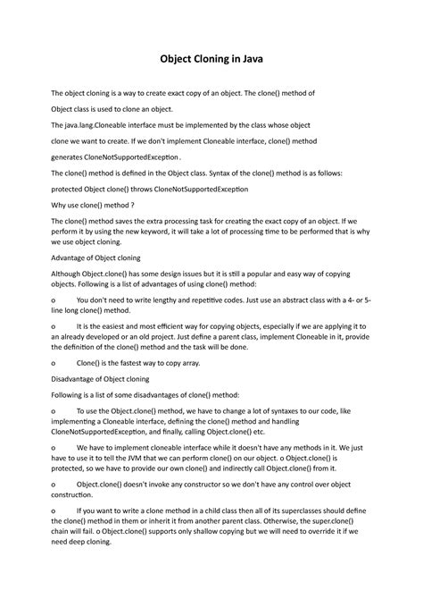 Image result for Object Cloning in Java Example