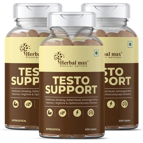 Herbal max Testo Support Supplement With, Gokshura,Safed Msuli, L ...