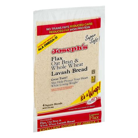 Joseph’s Flax, Oat Bran & Whole Wheat Lavash Bread, 4 Count, 9 oz ...
