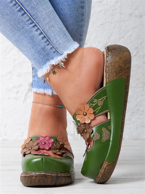 Vintage Floral Mules Clog Shoes | zolucky