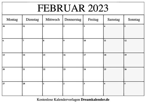 Resultado de imagen de monatskalender februar 2023