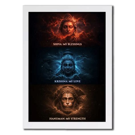 Buy Divine Trinity Lord Shiva,Krishna,Hanuman Photo Frame in India ...