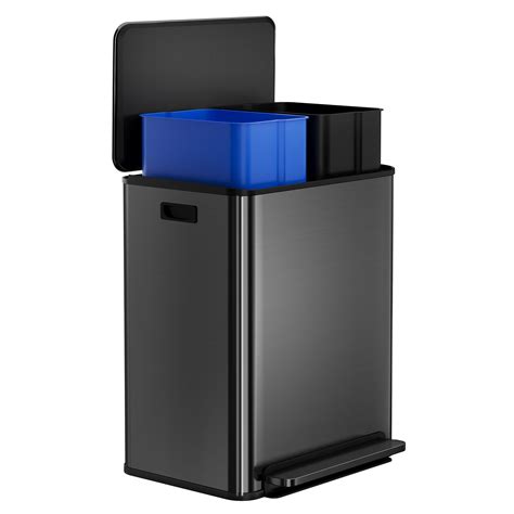 Yeshouse Dual Compartment 16 Gallon Trash Can, 2x8 Gal Stainless Steel ...