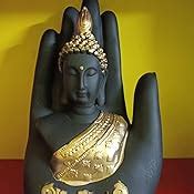 eCraftIndia Golden Handcrafted Palm Buddha Polyresin Showpiece (12.5 cm ...