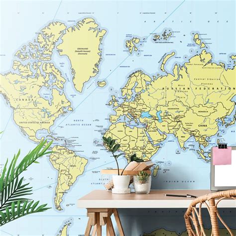 Self adhesive wallpaper stylish map with a compass | Self-adhesive ...
