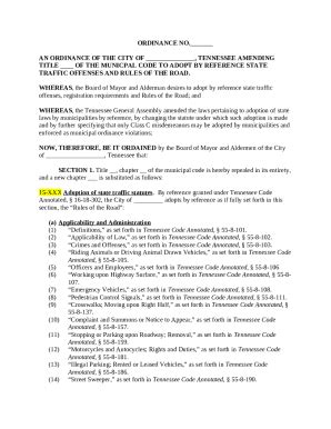 Ordinance Adopting by Reference State Traffic Offenses ... Doc Template ...
